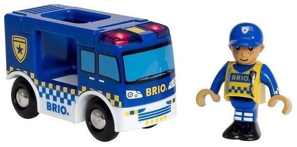 BRIO, Brio Bahn-Zubehör POLIZEIWAGEN 2-teilig in blau, BRIO® Spielzeug-Auto »Polizeiwagen Light & Sound«