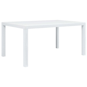Diverse Hardware, Gartentisch Weiss 150 x 90 x 72 cm Kunststoff Rattan-Optik, vidaXL Gartentisch Weiß 150x90x72 cm Kunststoff Rattan-Optik