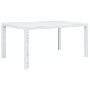 Diverse Hardware, Gartentisch Weiss 150 x 90 x 72 cm Kunststoff Rattan-Optik, vidaXL Gartentisch Weiß 150x90x72 cm Kunststoff Rattan-Optik
