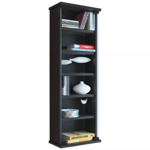 home24, home24 Hängevitrine Loposa, VCM - Holz CD DVD Wandregal | Hängeregal mit ESG-Sicherheitsglastür Platz für 150-CDs oder 65 DVDs 36-Videos Maße: 92 x B. 31 T. 18 cm |, One Size, Schwarz