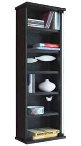 home24, home24 Hängevitrine Loposa, VCM - Holz CD DVD Wandregal | Hängeregal mit ESG-Sicherheitsglastür Platz für 150-CDs oder 65 DVDs 36-Videos Maße: 92 x B. 31 T. 18 cm |, One Size, Schwarz