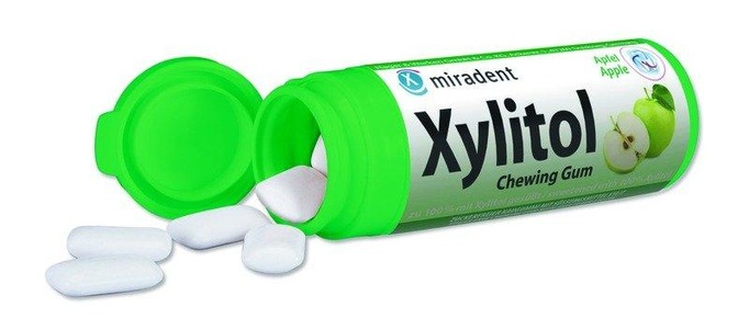 Miradent, miradent Xylitol Chewing Gum Apfel für Kinder, Miradent Xylitol for Kids Zahnpflegekaugummi Apfel, 30 St.