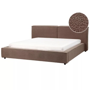 Beliani, Beliani - Bett mit Lattenrost aus Bouclé Retro LINARDS, 180x200 cm, Braun Bunt, Beliani - Bett mit Lattenrost aus Bouclé Retro LINARDS, 180x200 cm, Braun Bunt