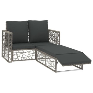 Diverse Hardware, 2-tlg. Garten-Lounge-Set mit Auflagen Poly Rattan Grau