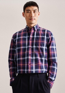 Seidensticker, seidensticker Flanellhemd »Regular«, Regular Langarm Button-Down-Kragen Karo, 