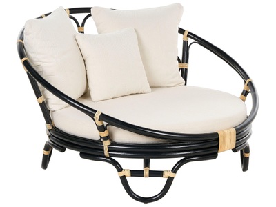 Beliani, Sonnenliege aus Rattan Boho ROSSANO Sonnenliege aus Rattan Boho ROSSANO, Beliani - Sonneninsel aus Rattan Boho ROSSANO, One Size, Schwarz