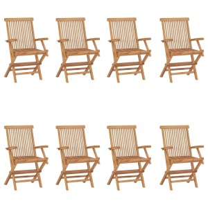 vidaXL, vidaXL Klappbare Gartenstühle 8 Stk. Massivholz Teak, vidaXL Klappbare Gartenstühle 8 Stk. Massivholz Teak