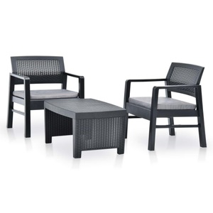 Diverse Hardware, 3-tlg. Garten-Lounge-Set Kunststoff Anthrazit, vidaXL 3-tlg. Garten-Lounge-Set Kunststoff Anthrazit