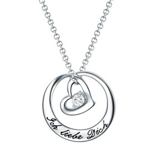 geschenkidee.ch, Halskette mit Glaskristall, Rafaela Donata - Halskette Herz, 42cm, Silber
