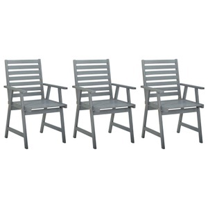 vidaXL, vidaXL Garten-Essstühle 3 Stk. Grau Massivholz Akazie, vidaXL Garten-Essstühle 3 Stk. Grau Massivholz Akazie