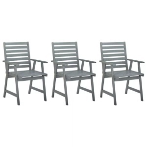 vidaXL, vidaXL Garten-Essstühle 3 Stk. Grau Massivholz Akazie, vidaXL Garten-Essstühle 3 Stk. Grau Massivholz Akazie