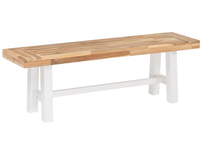 Beliani, Beliani Sitzbank Holz weiss/braun SCANIA, Beliani - Gartenbank aus Akazienholz Skandinavisch SCANIA, One Size, Light Beige