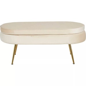 mutoni casual, Sitzpouf oval Samt beige gold, SalesFever Polsterhocker »Clam«, oval, Breite 99 cm
