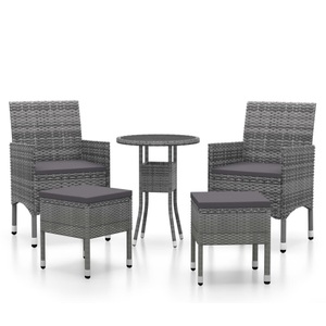 vidaXL, vidaXL 5-tlg. Garten-Lounge-Set Poly Rattan Grau