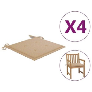 vidaXL, vidaXL Gartenstuhl-Sitzkissen 4 Stk. Beige 50x50x4 cm Stoff, vidaXL Gartenstuhl-Kissen 4 Stk. Beige 50x50x3 cm Oxford-Gewebe