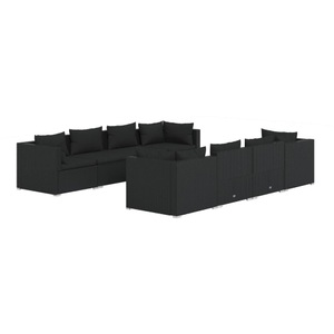 vidaXL, vidaXL 9-tlg. Garten-Lounge-Set mit Kissen Poly Rattan Schwarz, 