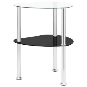 vidaXL, vidaXL Beistelltisch 2 Ablagen Transparent Schwarz 38x38x50cm Hartglas