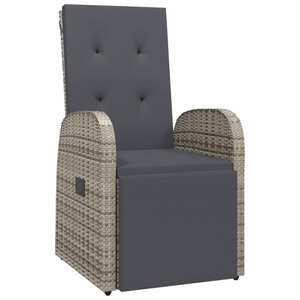Diverse Hardware, Garten-Liegestuhl mit Auflage Poly Rattan Grau, vidaXL Garten-Liegestuhl mit Auflage Poly Rattan Grau