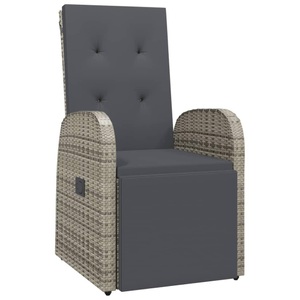 Diverse Hardware, Garten-Liegestuhl mit Auflage Poly Rattan Grau