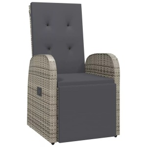 Diverse Hardware, Garten-Liegestuhl mit Auflage Poly Rattan Grau, vidaXL Garten-Liegestuhl mit Auflage Poly Rattan Grau