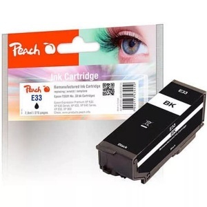 Peach, Peach Tintenpatrone schwarz kompatibel zu Epson No. 33 bk, T3331, Peach E33 Druckerpatrone bk ersetzt Epson T3331, No. 33 bk, C13T33314010 für z.B. Epson Expression Premium XP -530, Epson Expression Premium XP -630