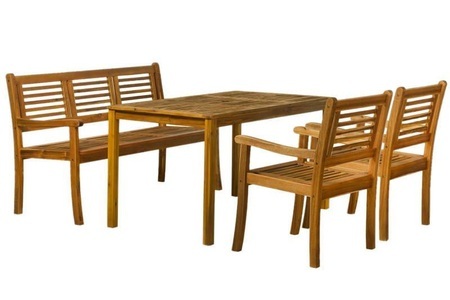 mutoni trend, Garten Sitzgruppe Akazie natur 135x80 (4-tlg), Garten Sitzgruppe Akazie natur 135x80 (4-tlg)