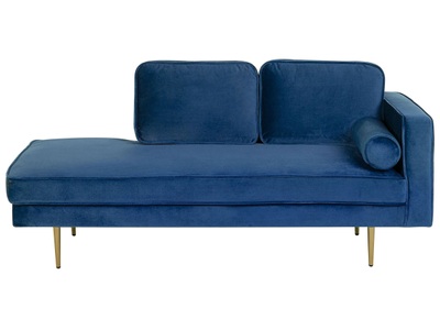 Beliani, Beliani Chaiselongue Samtstoff marineblau rechtsseitig MIRAMAS, 