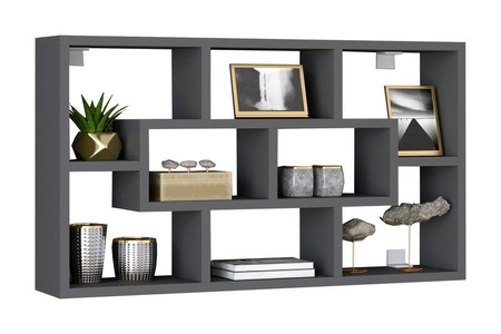 VCM, Holz Wandregal Hängeregal Regal Bücherregal Wandboard Deko Board Opila Holz Wandregal Hängeregal Regal Bücherregal Wandboard Deko Board Opila, VCM - Holz Wandregal Hängeregal Regal Bücherregal Wandboard Deko Board Opila, 85cm, Anthrazit
