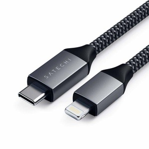 Apple, Satechi - (MFi) 1.8m Lightning auf USB C Schnellladekabel (29W/480 Mbit/s) Datenkabel (ST-TCL18M) - Space Gray, Satechi Apple iPad/iPhone/iPod Kabel [1x USB-C® - 1x Lightning] 1.8 m Anthrazit