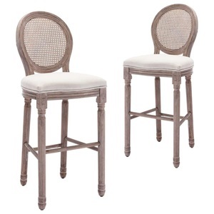 vidaXL, vidaXL Barhocker 2 Stk. Weiß Leinen, vidaXL Barhocker 2 Stk. Weiß Leinen