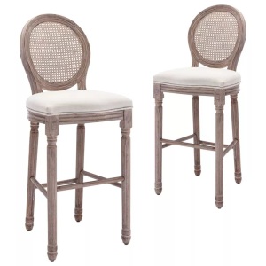 vidaXL, vidaXL Barhocker 2 Stk. Weiß Leinen, vidaXL Barhocker 2 Stk. Weiß Leinen