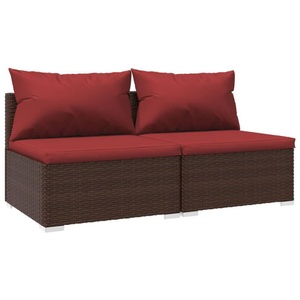 vidaXL, vidaXL 2-tlg. Garten-Lounge-Set mit Kissen Poly Rattan Braun, vidaXL 2-tlg. Garten-Lounge-Set mit Kissen Poly Rattan Braun