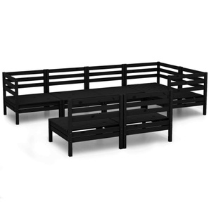 vidaXL, vidaXL 7-tlg. Garten-Lounge-Set Massivholz Kiefer Schwarz, vidaXL 7-tlg. Garten-Lounge-Set Massivholz Kiefer Schwarz