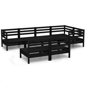 vidaXL, vidaXL 7-tlg. Garten-Lounge-Set Massivholz Kiefer Schwarz, vidaXL 7-tlg. Garten-Lounge-Set Massivholz Kiefer Schwarz