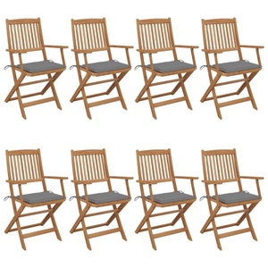 vidaXL, vidaXL Klappbare Gartenstühle 8 Stk. mit Kissen Massivholz Akazie