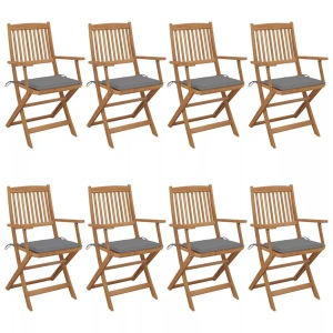 vidaXL, vidaXL Klappbare Gartenstühle 8 Stk. mit Kissen Massivholz Akazie
