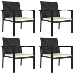vidaXL, vidaXL Garten-Essstühle 4 Stk. Poly Rattan Schwarz