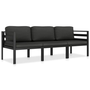 Diverse Hardware, 3-tlg. Garten-Lounge-Set mit Kissen Aluminium Anthrazit, vidaXL 3-tlg. Garten-Lounge-Set mit Kissen Aluminium Anthrazit