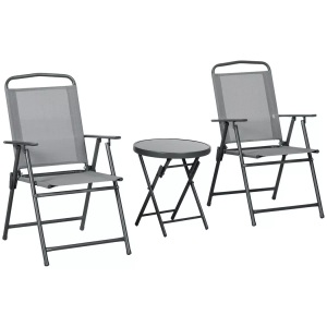 Northio, Northio - Gartenmöbel Bistro Set klappbar mit 1 Tisch und 2 Stühlen, langlebig aus Stahl Mesh, 53,5 x 64 93 cm, hellgrau für Balkon & Terrasse, 90cm, Northio - Gartenmöbel Bistro Set klappbar mit 1 Tisch und 2 Stühlen, langlebig aus Stahl und Mesh, 53,5 x 64 x 93 cm, hellgrau für Balkon & Terrasse, 90cm