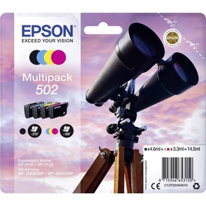 Epson, Original Multipack Tinte BKCMY Epson No. 502, T02V140, Epson Tintenpatrone, blau/gelb/rot/schwarz, Multipack, T02V640