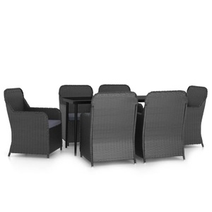 vidaXL, vidaXL 7-tlg. Garten-Essgruppe mit Kissen Schwarz, 