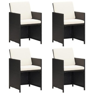 vidaXL Garten-Essstühle mit Kissen 4 Stk. Schwarz Poly Rattan