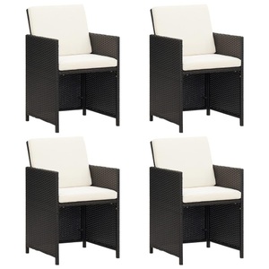 vidaXL, vidaXL Garten-Essstühle mit Kissen 4 Stk. Schwarz Poly Rattan