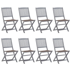 vidaXL, vidaXL Klappbare Gartenstühle 8 Stk. mit Kissen Massivholz Akazie, vidaXL Klappbare Gartenstühle 8 Stk. mit Kissen Massivholz Akazie