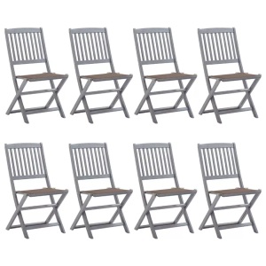 vidaXL, vidaXL Klappbare Gartenstühle 8 Stk. mit Kissen Massivholz Akazie, vidaXL Klappbare Gartenstühle 8 Stk. mit Kissen Massivholz Akazie