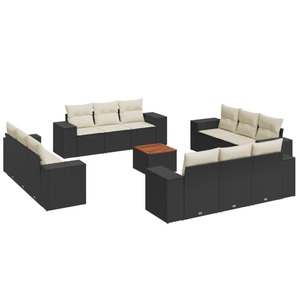 vidaXL, vidaXL 13-tlg. Garten-Sofagarnitur mit Kissen Schwarz Poly Rattan, vidaXL 13-tlg. Garten-Sofagarnitur mit Kissen Schwarz Poly Rattan