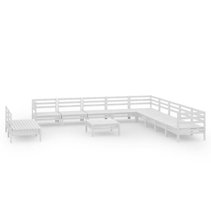 vidaXL, vidaXL 12-tlg. Garten-Lounge-Set Massivholz Kiefer Weiß