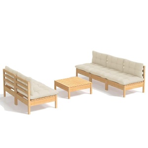 vidaXL, vidaXL 6-tlg. Garten-Lounge-Set mit Creme Kissen Kiefernholz