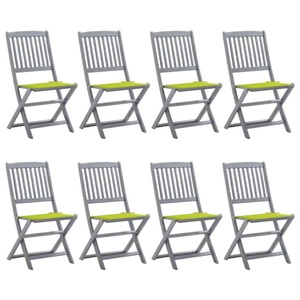 vidaXL, vidaXL Klappbare Gartenstühle 8 Stk. mit Kissen Massivholz Akazie, vidaXL Klappbare Gartenstühle 8 Stk. mit Kissen Massivholz Akazie