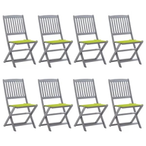 vidaXL, vidaXL Klappbare Gartenstühle 8 Stk. mit Kissen Massivholz Akazie, vidaXL Klappbare Gartenstühle 8 Stk. mit Kissen Massivholz Akazie